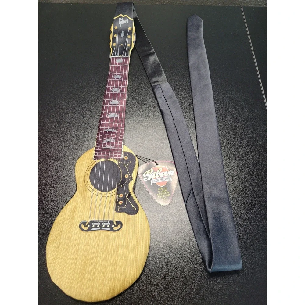 Gibson Men's Necktie Black/Tan Acoustic Guitar Polyester 4.5